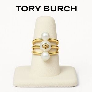 Tory Burch Gold Ring Set with Pearls